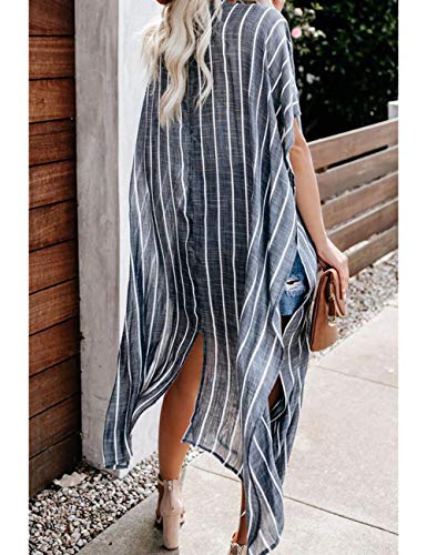 Bsubseach Loose Printed 3/4 Sleeve Kimono Cardigan