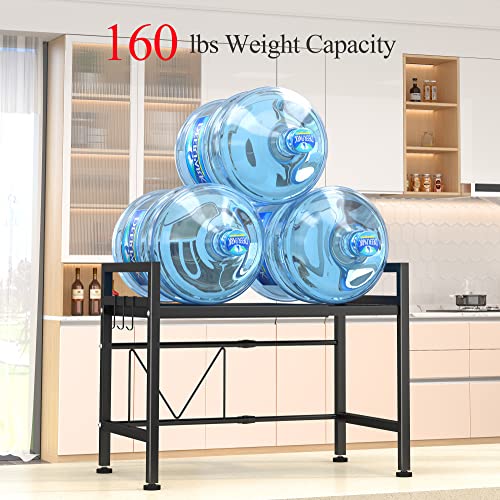 PUSDON Extendable Microwave Oven Rack, Adjustable Microwave/Toaster Shelf Heavy Duty Stand Kitchen Counter Top Organizer(L15.7~23.6" xW12.6 xH18.9), 2-Tier with 3 Hooks, 160lbs Weight Capacity, White