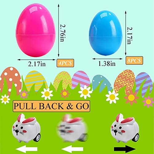 Dokeawo Easter Eggs Filled with Toys, 10Pcs Easter Eggs with 10Pcs Mini Pull-back Car Toys for Easter Egg Hunt, Easter Gifts for Kids, Easter Basket Stuffers for Kids