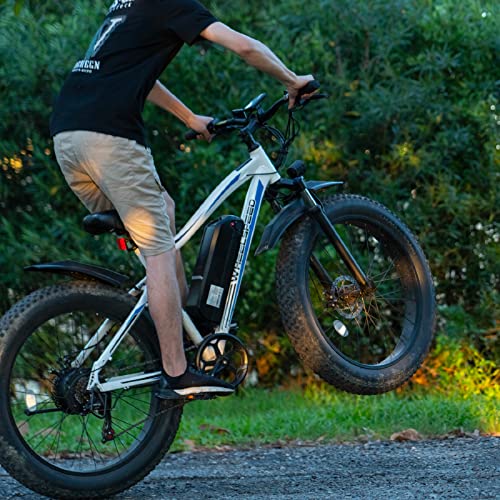 Wheelspeed Electric Bike 26" X 4.0", 500W Motor & 32km/h Fat Tire Electric Mountain Bike for Adults, 112km Range Electric Bicycle with Removable Battery, Shimano 7-Speed Gear Snow Beach E-bike (26" Electric Bike Fat Tires Black)