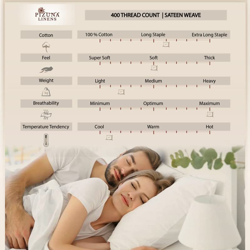 Pizuna 400 Thread Count Cotton Full-Size-Bed-Sheets-Set,