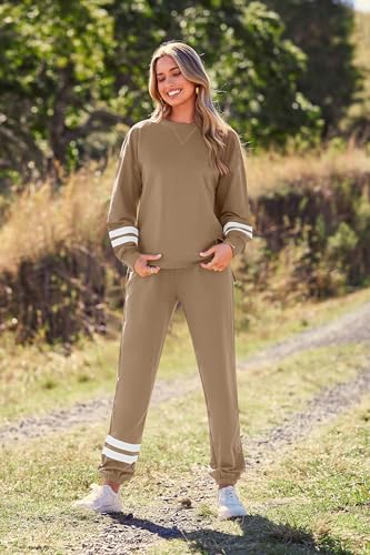 PRETTYGARDEN Women's Tie Dye Two Piece Tracksuit Set Long Sleeve Sweatshirt with Long Pants (Grey,X-Large)