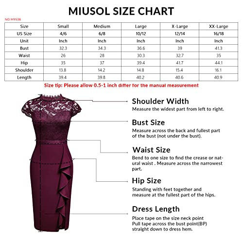 Miusol Women's Retro Floral Lace Ruffle Style Cocktail Mini Dress Navy Blue