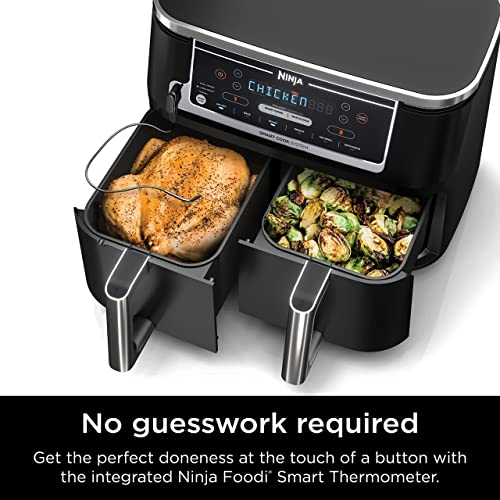 Ninja Foodi 6-in-1 8-qt. (7.6L) 2-Basket Air Fryer DualZone Technology, Match Cook & Smart Finish to Roast, Broil, Dehydrate & More for Quick, Easy Meals, Slate Grey (DZ201C) Canadian Version