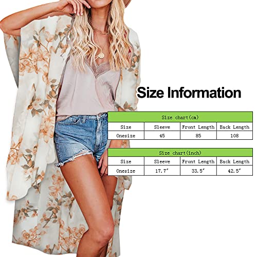 Jayscreate Women's Chiffon Kimono Cardigan Lightweight Batwing Summer Casual Sheer Swimsuit Up for Women Coverup Tops