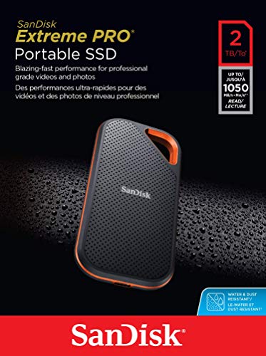 SanDisk 2TB Extreme PRO Portable SSD - Up to 2000MB/s - USB-C, USB 3.2 Gen 2x2 - External Solid State Drive - SDSSDE81-2T00-G25