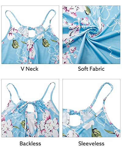 ULTRANICE Women's Summer Casual Spaghetti Straps Floral Swing Beach Dresses Mini Sun Dress