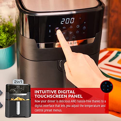 T-Fal Air Fryer, Friteuse, Easy Fry, Low Oil, Patented Basket System, 4.4Qt / 4.2L, EY201850, Black