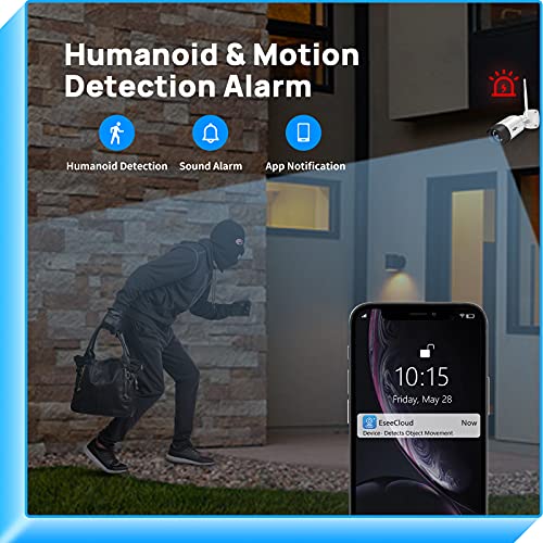 Hiseeu 2K Outdoor Security Camera bullet,2-Way Audio, 3MP Surveillance IP Cameras,IP66 Waterproof, Remote Viewing,Motion Detection,Night Vision,Cloud&SD Storage,Compatible with Hiseeu Wireless Systems