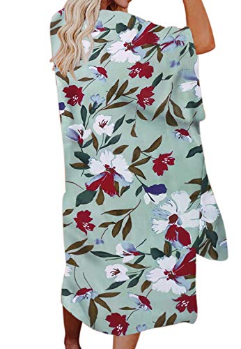 Jayscreate Women's Chiffon Kimono Cardigan Lightweight Batwing Summer Casual Sheer Swimsuit Up for Women Coverup Tops