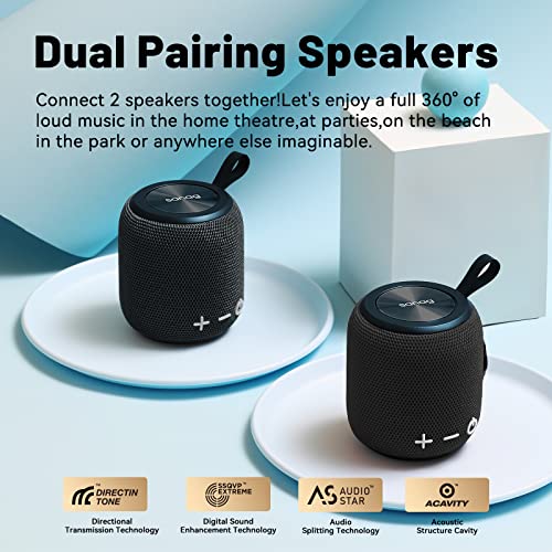 Sanag Portable Bluetooth Speaker, Bluetooth 5.0 Dual Pairing Loud Wireless Mini Speaker, 360 HD Surround Sound & Rich Stereo Bass,24H Playtime, IPX67 Waterproof for Travel, Outdoors, Home and Party