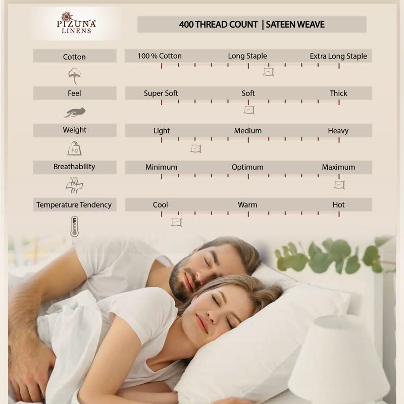 Pizuna 400 Thread Count Cotton Full-Size-Bed-Sheets-Set,