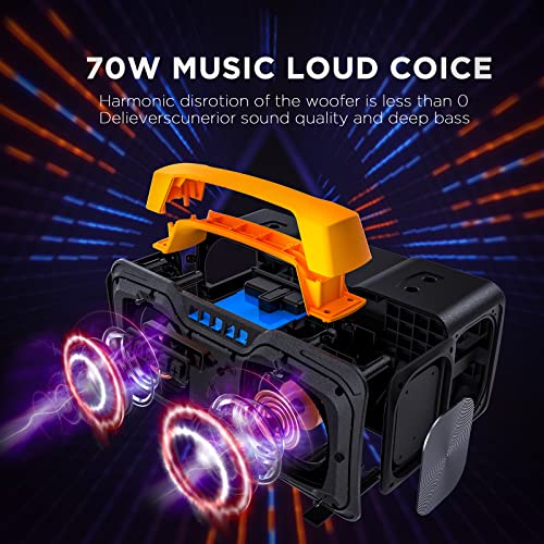 Portable Bluetooth Speaker,70W High Volume,Upgraded Version,IPX 7 Waterproof Speaker,Wireless Bluetooth 5.0, Power Bank, Long-Term Playback,Suitable Parties,Outdoor