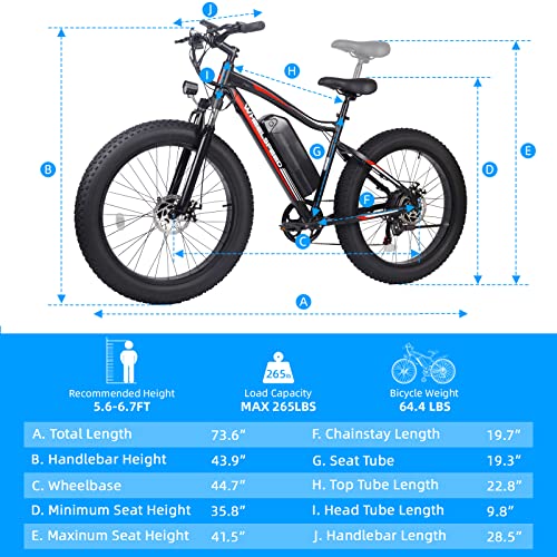 Wheelspeed Electric Bike 26" X 4.0", 500W Motor & 32km/h Fat Tire Electric Mountain Bike for Adults, 112km Range Electric Bicycle with Removable Battery, Shimano 7-Speed Gear Snow Beach E-bike (26" Electric Bike Fat Tires Black)
