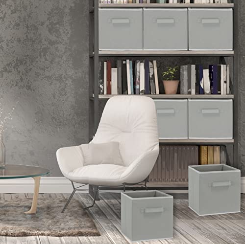 SimpleHouseware Storage Bin Cube Foldable Organizer, Grey - Pack of 6