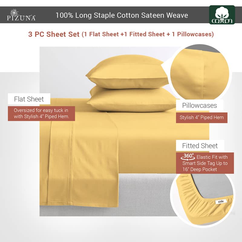 Pizuna 400 Thread Count Cotton Full-Size-Bed-Sheets-Set,