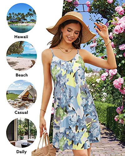ULTRANICE Women's Summer Casual Spaghetti Straps Floral Swing Beach Dresses Mini Sun Dress