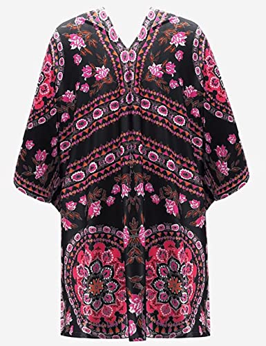Bsubseach Pom Pom Kimono Cover Up for Bathing Suit Women Half Sleeve Cardigan Summer Bikini Beachwear Black