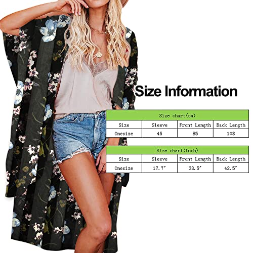 Jayscreate Women's Chiffon Kimono Cardigan Lightweight Batwing Summer Casual Sheer Swimsuit Up for Women Coverup Tops