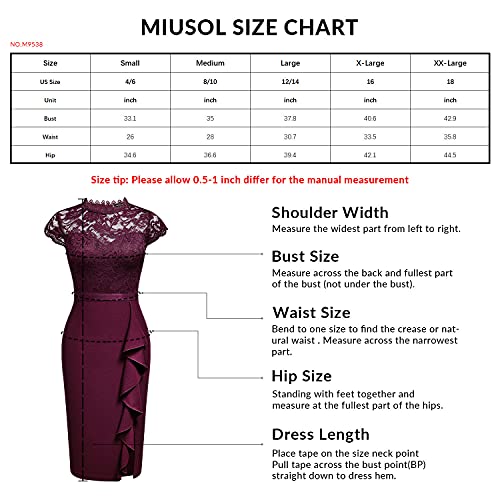 Miusol Women's Retro Floral Lace Ruffle Style Cocktail Mini Dress Navy Blue