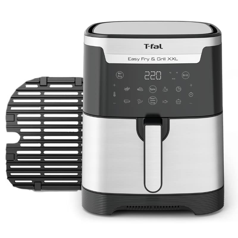T-Fal Air Fryer, Friteuse, Easy Fry, Low Oil, Patented Basket System, 4.4Qt / 4.2L, EY201850, Black