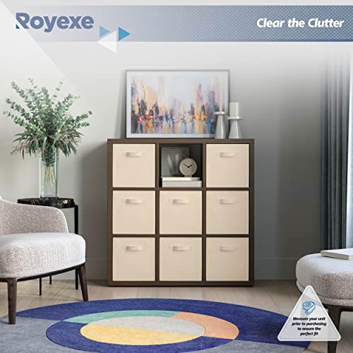 Storage Cubes - 11 Inch Cube Storage Bins (Set of 8). Fabric Cubby Organizer Baskets with Dual Handles | Foldable Closet Shelf Organization Boxes (White)