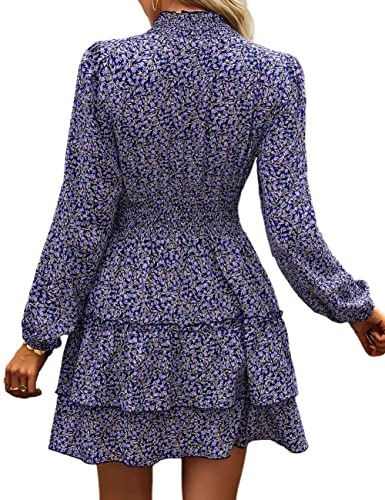 ADEWEL Women's Long Sleeve Mock Neck Ruffle Mini Dress