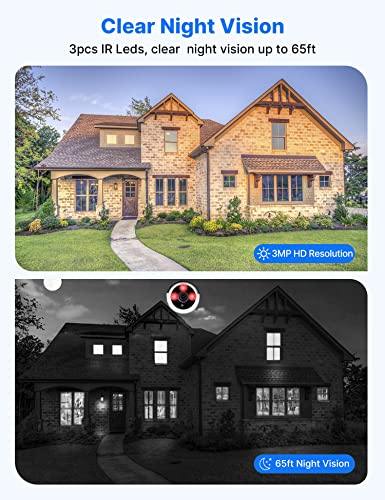 Hiseeu 2K,Two Way Audio Wireless Security Camera System,1TB Hard Drive,4Pcs 3MP Cameras 10Channel NVR,Mobile&PC Remote,Outdoor IP66 Waterproof,Night Vision,Motion Alert,Plug&Play,7/24/Motion Record