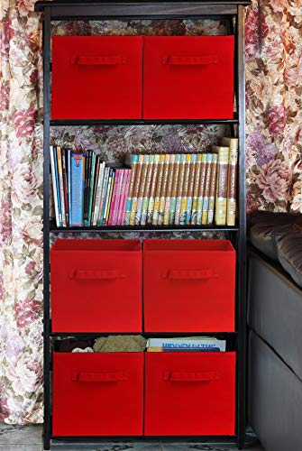 SimpleHouseware Storage Bin Cube Foldable Organizer, Grey - Pack of 6