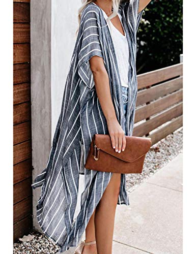 Bsubseach Loose Printed 3/4 Sleeve Kimono Cardigan