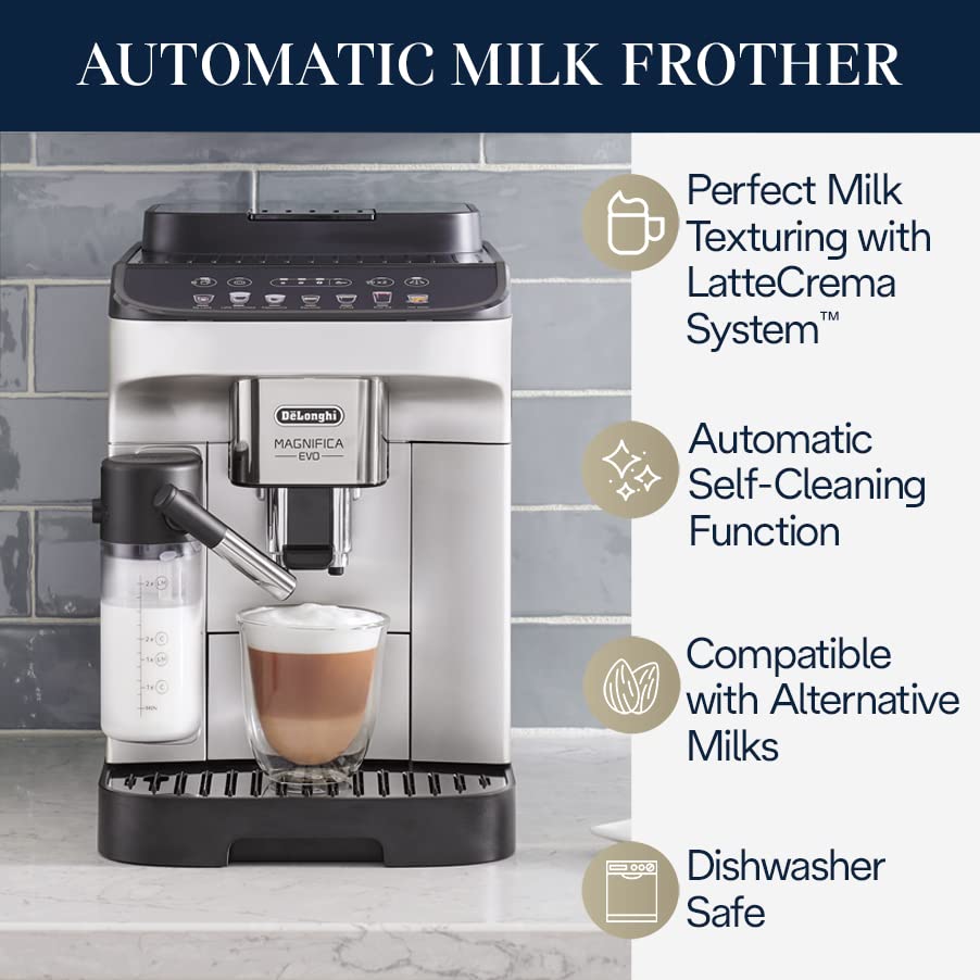 De'Longhi ECAM29084SB Magnifica Evo with LatteCrema System Coffee and Espresso Machine, Silver