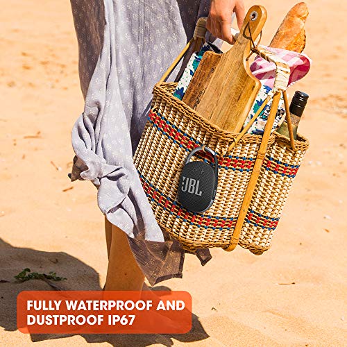 JBL Clip 4 - Portable Mini Bluetooth Speaker, Big Audio and Punchy bass, Integrated Carabiner, IP67 Waterproof and dustproof, 10 Hours of Playtime, Speaker for Home, Outdoor and Travel - (Blue)