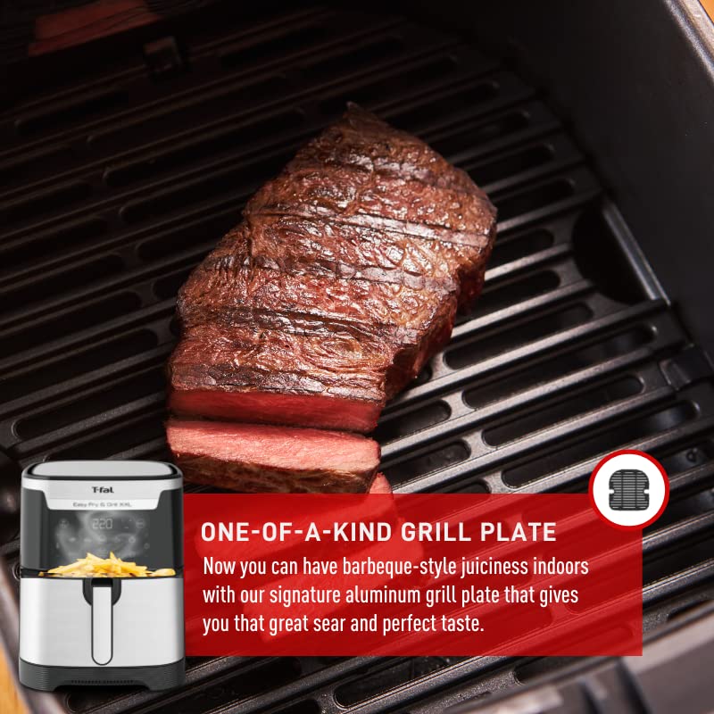 T-Fal Air Fryer, Friteuse, Easy Fry, Low Oil, Patented Basket System, 4.4Qt / 4.2L, EY201850, Black