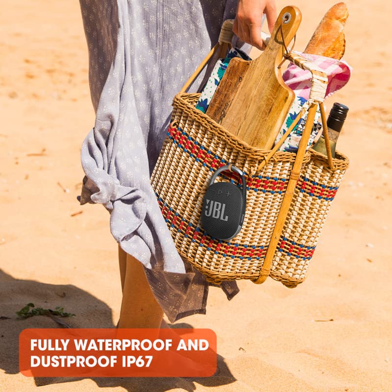 JBL Clip 4 - Portable Mini Bluetooth Speaker, Big Audio and Punchy bass, Integrated Carabiner, IP67 Waterproof and dustproof, 10 Hours of Playtime, Speaker for Home, Outdoor and Travel - (Blue)