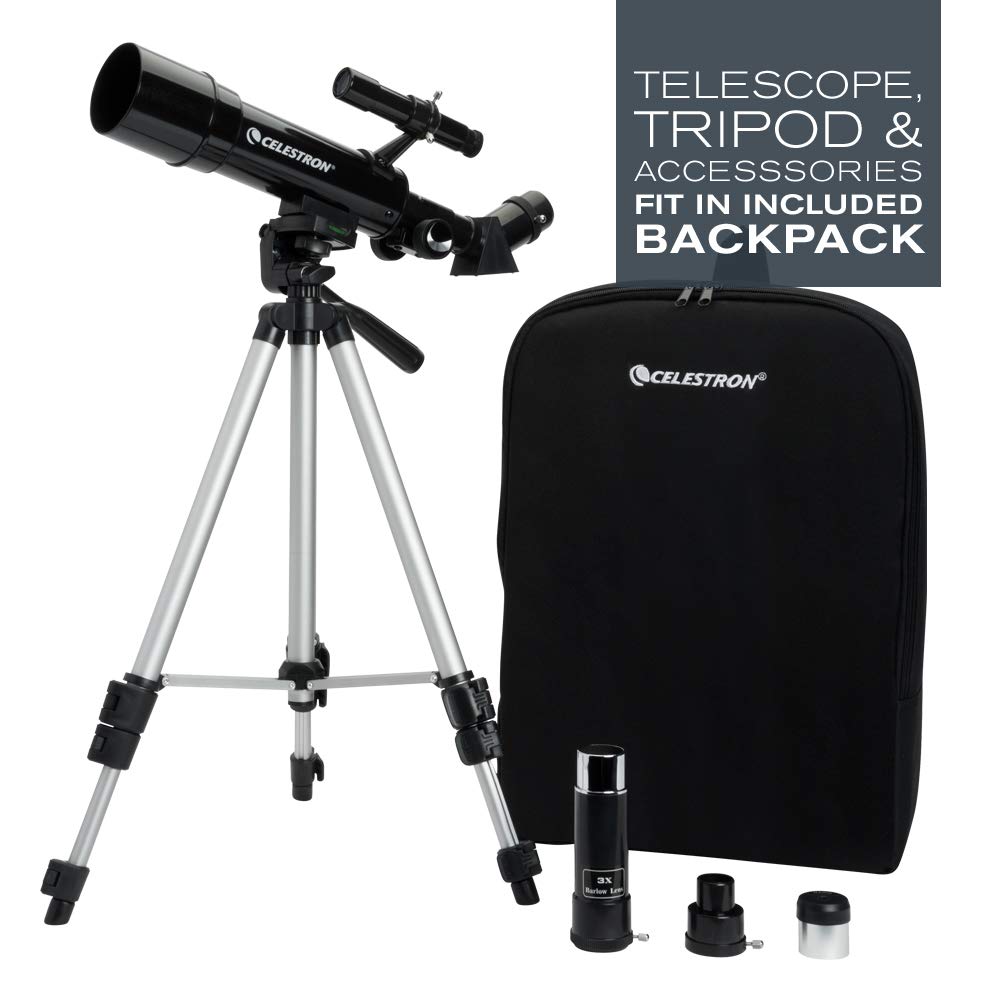 Celestron - 70mm Travel Scope - Portable Refractor Telescope - Fully-Coated Glass Optics - Ideal Telescope for Beginners - BONUS Astronomy Software Package
