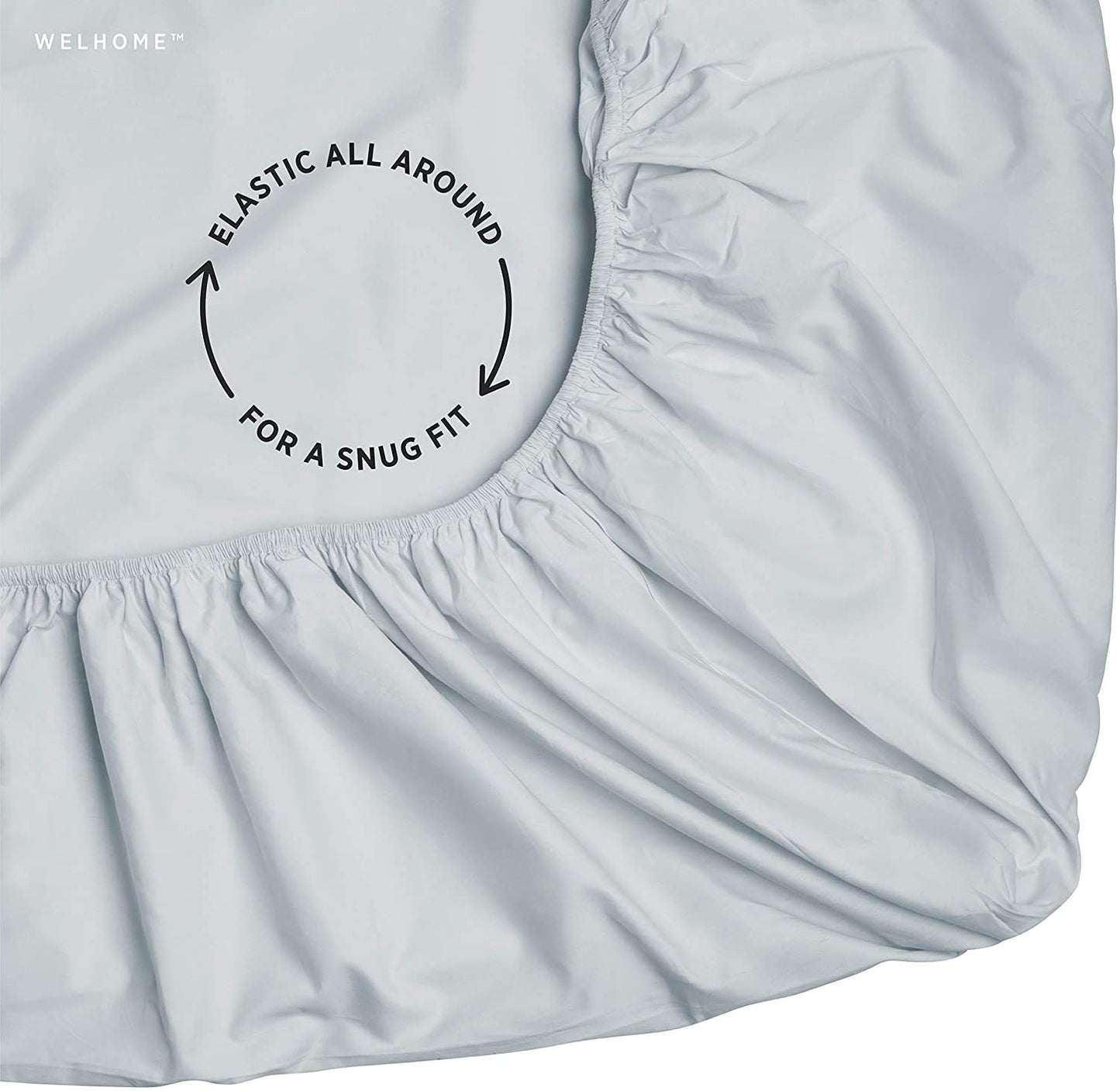 Welhome Soft Finish 100% Cotton Percale Sheet | 4 Piece Set | Full Size | White |