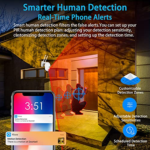 Outdoor Security Camera, 2022 Upgraded WiFi Camera Surveillance, 1296P FHD Security Camera Outdoor, Color Night Vision, Humanoid Detection, PTZ, IP66, 2-Way Talk, 32G SD Card Included, Wired