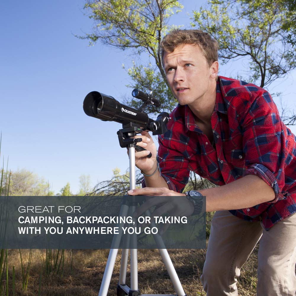 Celestron - 70mm Travel Scope - Portable Refractor Telescope - Fully-Coated Glass Optics - Ideal Telescope for Beginners - BONUS Astronomy Software Package