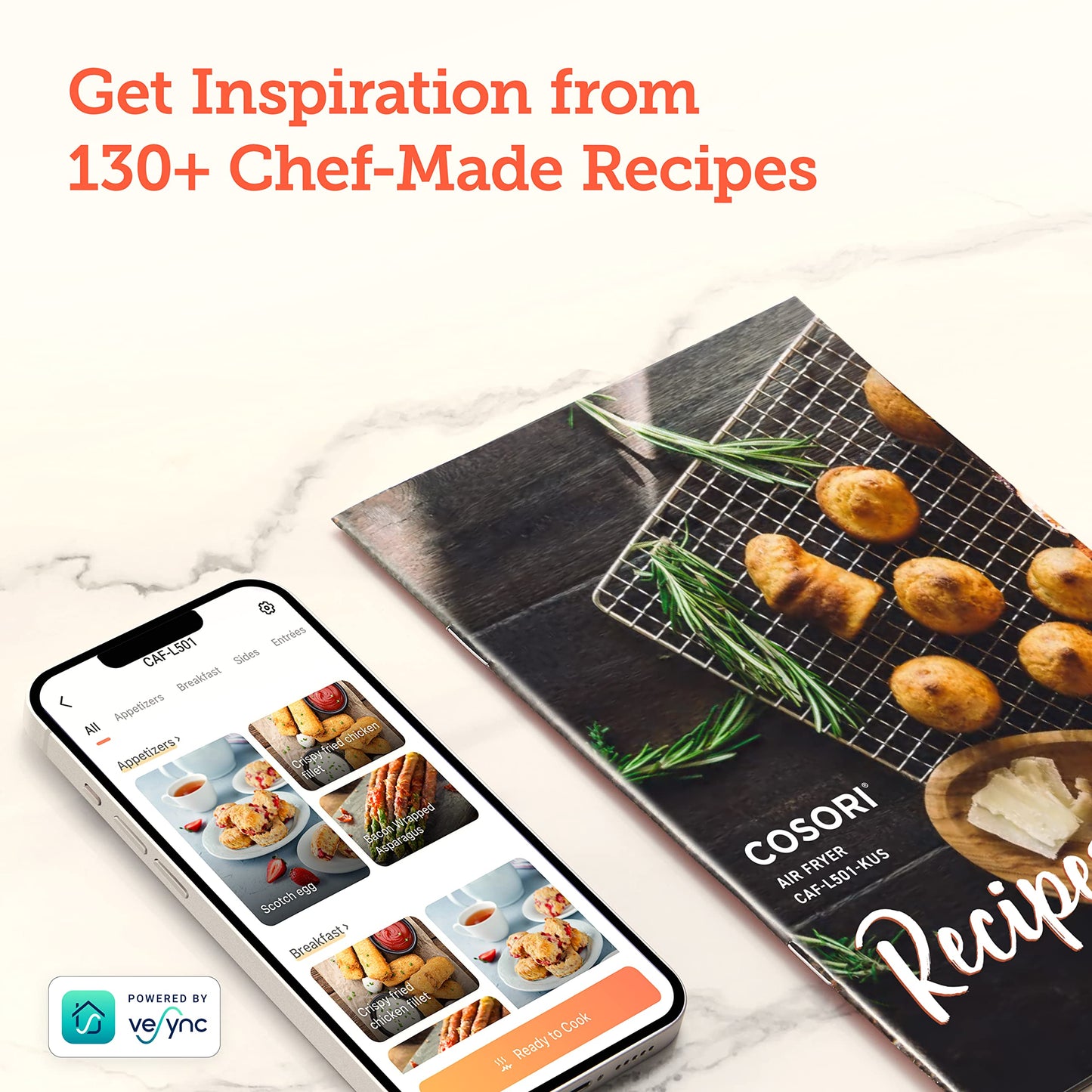 COSORI Air Fryer 5Qt(4.7L), 9-In-1 Less Oil Airfryer Oven, UP to 450℉, Quiet Operation, 30 Exclusive Recipes, Nonstick Basket, Compact, Dishwasher Safe