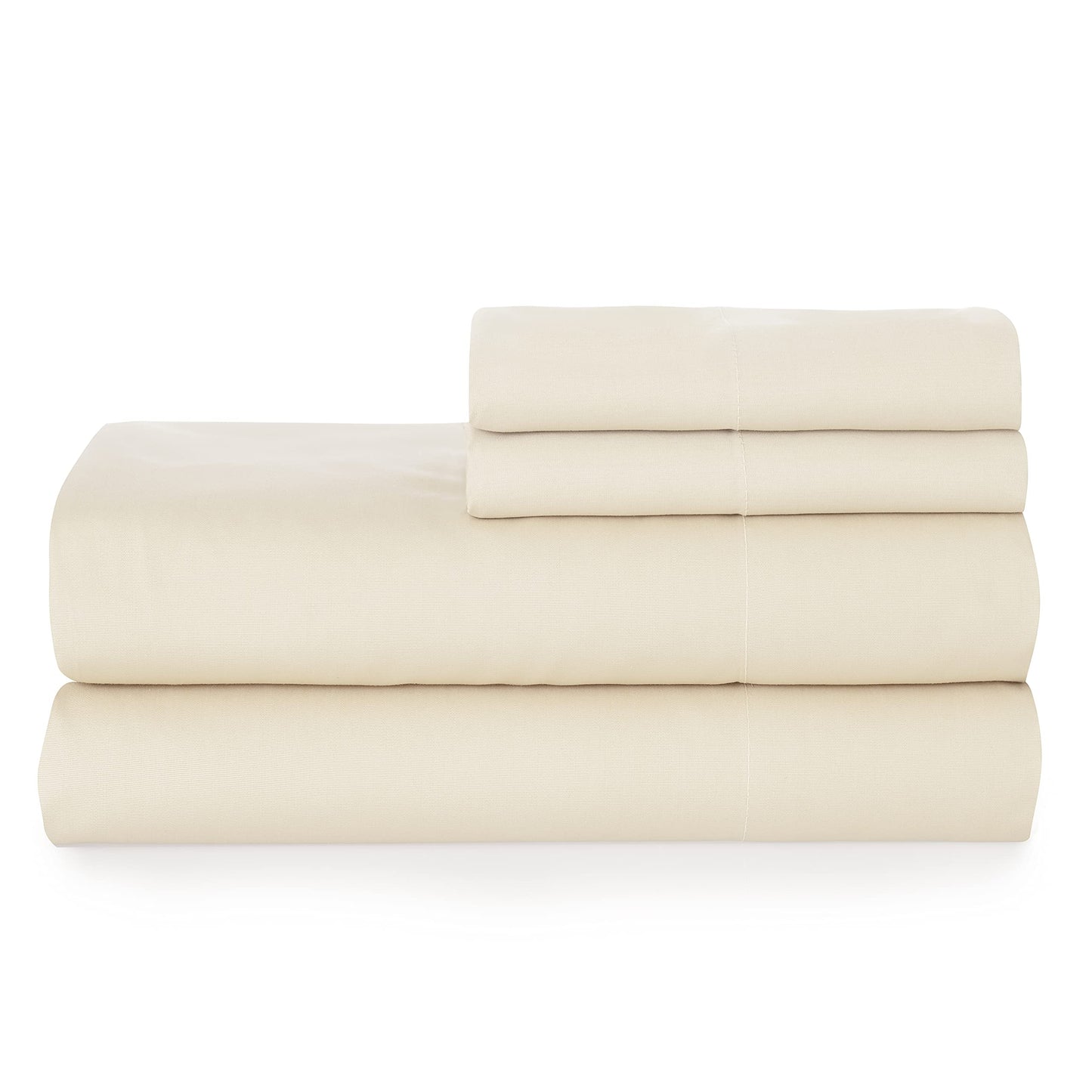 Welhome Soft Finish 100% Cotton Percale Sheet | 4 Piece Set | Full Size | White |